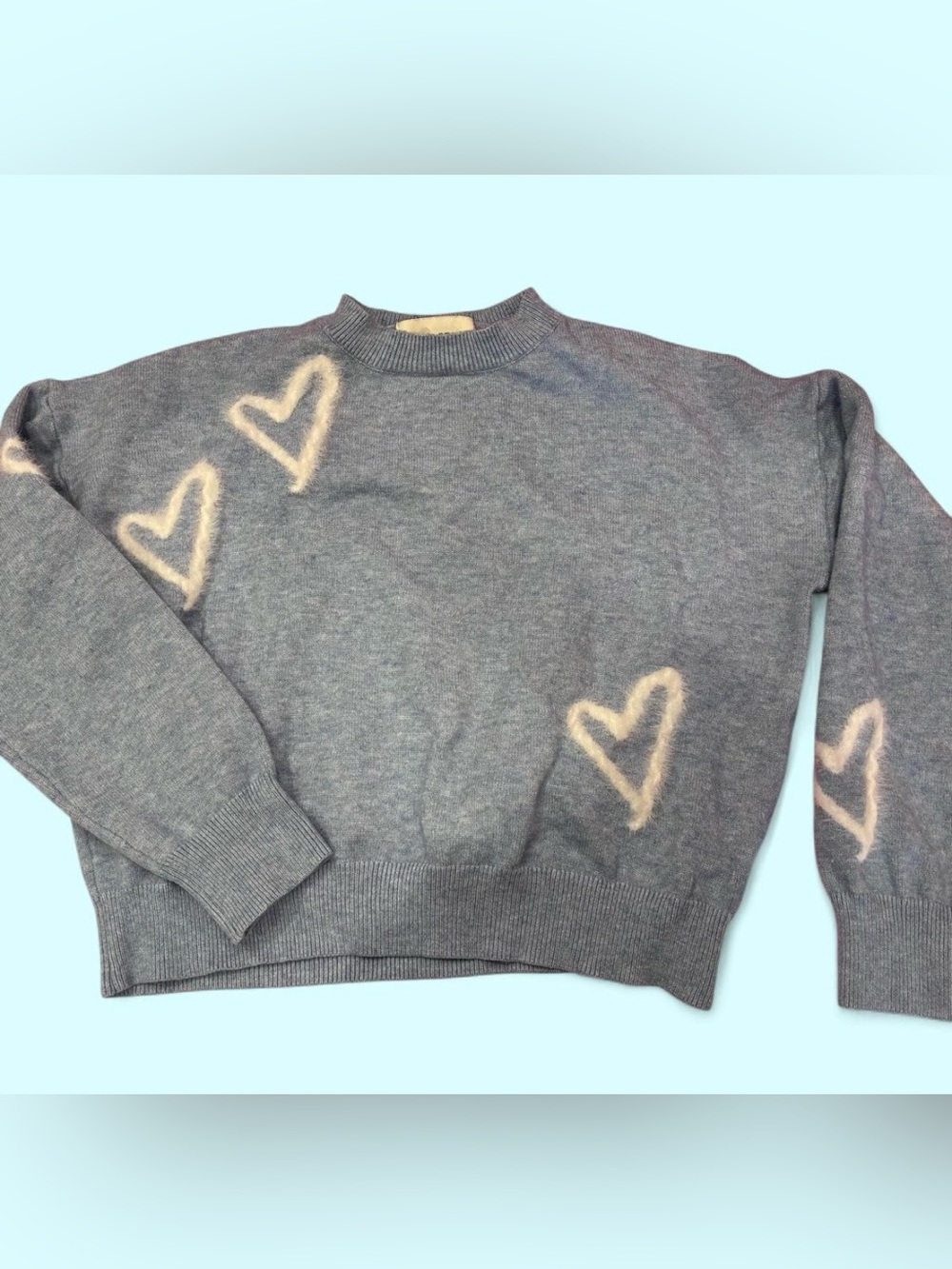 Pinch Women’s Sweater Blue Hearts Crewneck Long Sleeve Cozy Autumn NWOT Sz M